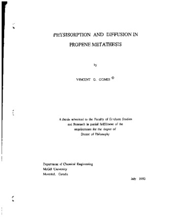 Physisorption and diffusion in propene metathesis thumbnail