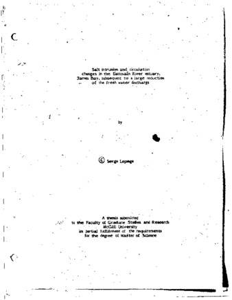 Salt intrusion and circulation changes in the Eastmain River estuary, James Bay, subsequent to a large reduction of the fresh water discharge thumbnail