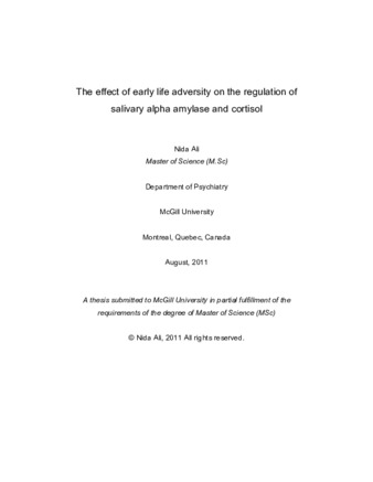 The effect of early life adversity on the regulation of salivary alpha amylase and cortisol thumbnail