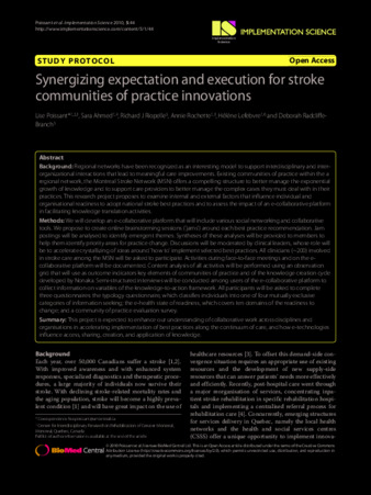 Synergizing expectation and execution for stroke communities of practice innovations thumbnail