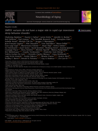 SMPD1 variants do not have a major role in rapid eye movement sleep behavior disorder thumbnail