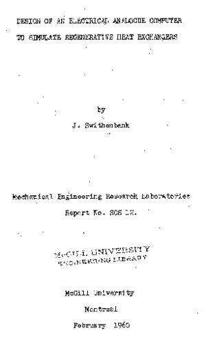 Design of an electrical analogue computer to simulate regenerative heat exchangers thumbnail