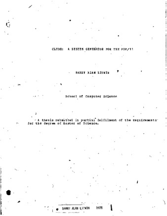 Clyde : a system generator for the PDP11 thumbnail