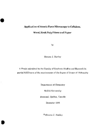 Application of atomic force microscopy to cellulose, wood, kraft pulp fibres and paper thumbnail