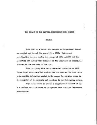 The Geology of the Campbell Chibougamau Mine, Quebec. thumbnail