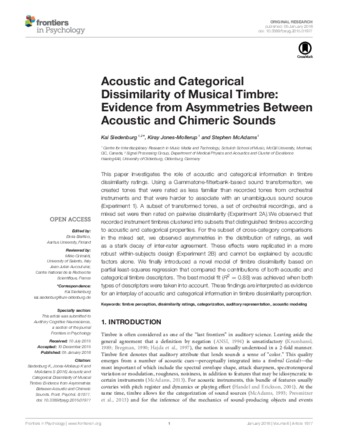 Acoustic and Categorical Dissimilarity of Musical Timbre: Evidence from Asymmetries Between Acoustic and Chimeric Sounds thumbnail