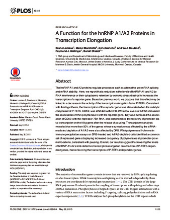 A Function for the hnRNP A1/A2 Proteins in Transcription Elongation thumbnail