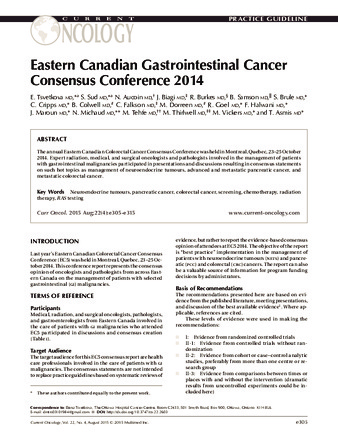 Eastern Canadian Gastrointestinal Cancer Consensus Conference 2014 thumbnail