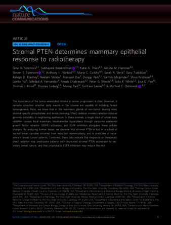 Stromal PTEN determines mammary epithelial response to radiotherapy thumbnail