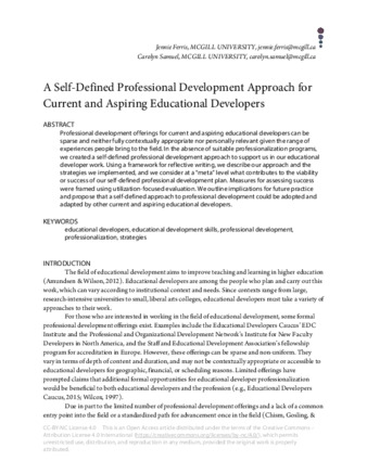 A self-defined professional development approach for current and aspiring educational developers.  thumbnail