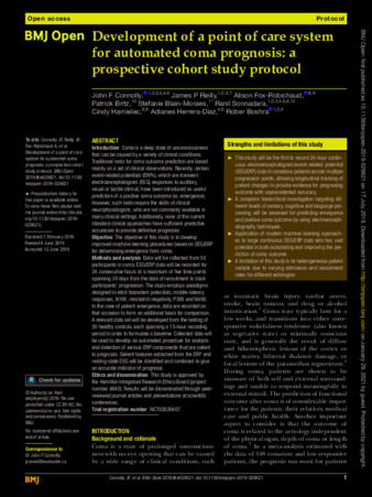 Development of a point of care system for automated coma prognosis: a prospective cohort study protocol thumbnail