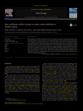Beta oscillations reflect changes in motor cortex inhibition in healthy ageing thumbnail