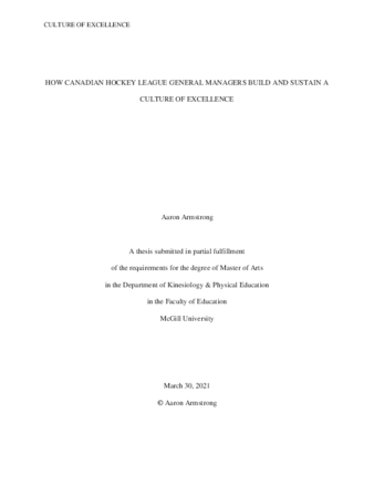 How Canadian hockey league general managers build and sustain a culture of excellence thumbnail