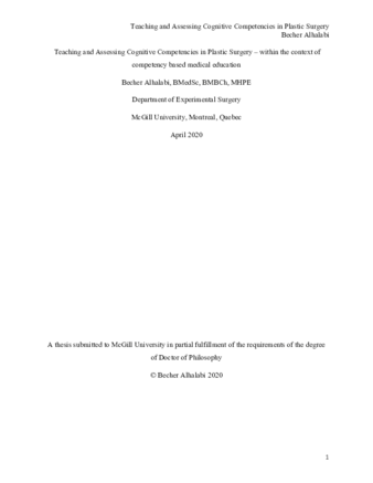 Teaching and assessing cognitive competencies in plastic surgery-within the context of competency based medical education thumbnail