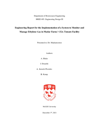 Engineering Report for the Implementation of a System to Monitor and Manage Ethylene Gas in Madar Farms’ CEA Tomato Facility thumbnail