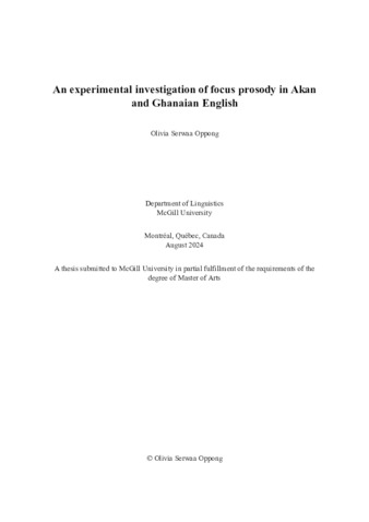 An experimental investigation of focus prosody in Akan and Ghanaian English thumbnail