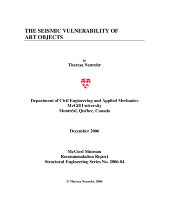 The seismic vulnerability of art objects: recommendation report for the McCord Museum thumbnail