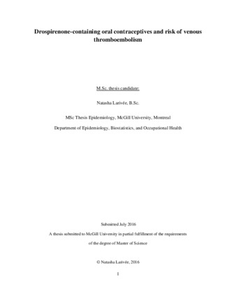 Drospirenone-containing oral contraceptives and risk of venous thromboembolism thumbnail