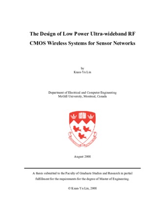 The design of low power ultra-wideband RF CMOS wireless systems for sensor networks thumbnail