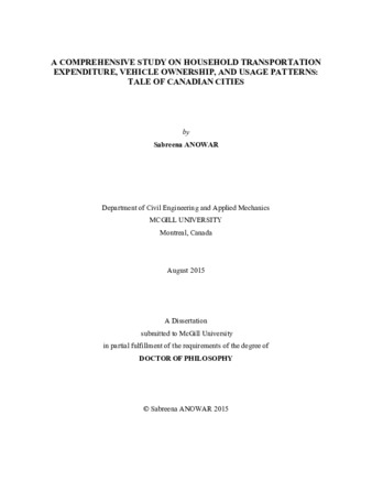 A comprehensive study of household transportation expenditure, vehicle ownership, and usage patterns: tale of Canadian cities thumbnail