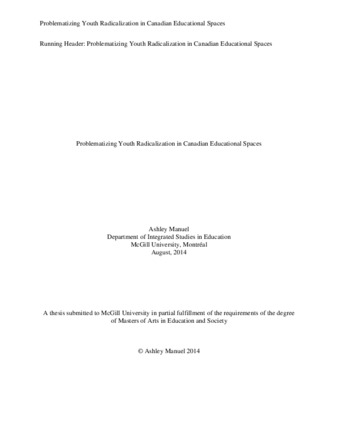 Problematizing youth radicalization in Canadian educational spaces thumbnail
