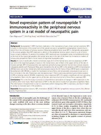 Novel expression pattern of neuropeptide Y immunoreactivity in the peripheral nervous system in a rat model of neuropathic pain thumbnail