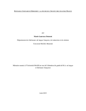 Bonnard, Coignard et Bergeret: la figure de l'érudit chez Anatole France thumbnail