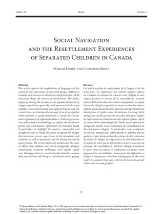 Social Navigation and the Resettlement Experiences of Separated Children in Canada thumbnail