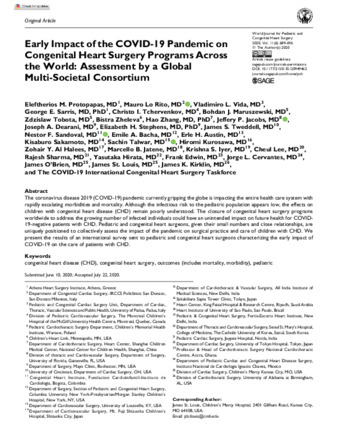 Early Impact of the COVID-19 Pandemic on Congenital Heart Surgery Programs Across the World: Assessment by a Global Multi-Societal Consortium thumbnail