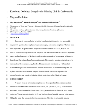 Kovdor to Oldoinyo Lengai—The missing link in carbonatitic magma evolution thumbnail