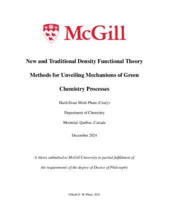 New and Traditional Density Functional Theory Methods for Unveiling Mechanisms of Green Chemistry Processes thumbnail