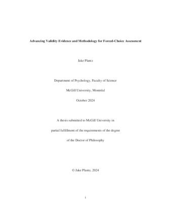 Advancing Validity Evidence and Methodology for Forced-Choice Assessment thumbnail