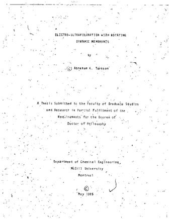 Electro-ultrafiltration with rotating dynamic membranes thumbnail