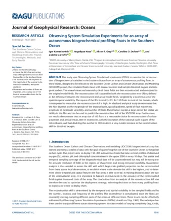 Observing System Simulation Experiments for an array of autonomous biogeochemical profiling floats in the Southern Ocean thumbnail