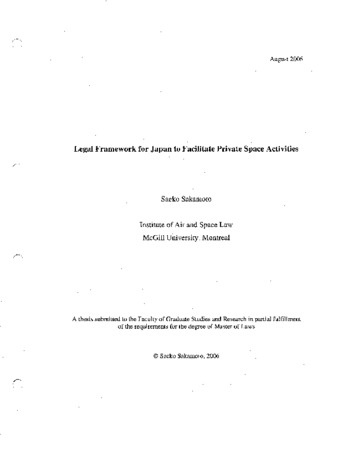 Legal framework for Japan to facilitate private space activities thumbnail