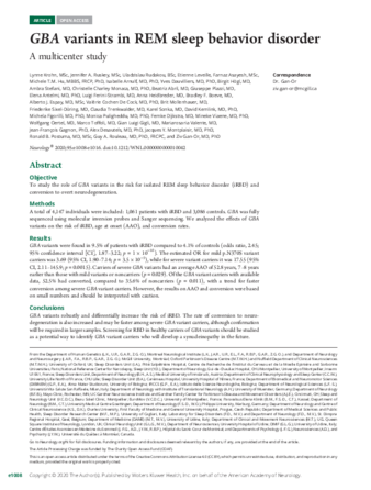 GBA variants in REM sleep behavior disorder: A multicenter study thumbnail