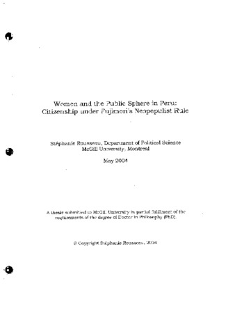 Women and the public sphere in Peru : citizenship under Fujimori's neopopulist rule thumbnail