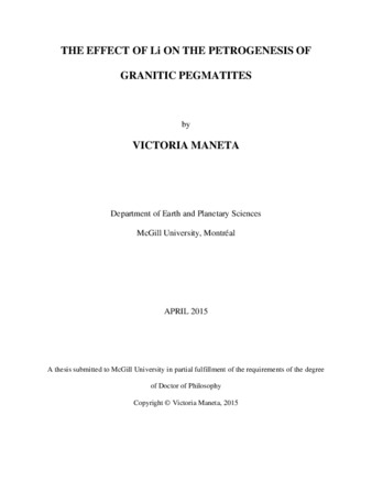 The effect of Li on the petrogenesis of granitic pegmatites thumbnail