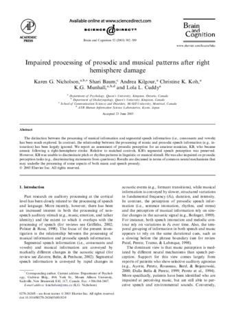 Impaired processing of prosodic and musical patterns after right hemisphere damage thumbnail