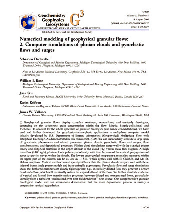 Numerical modeling of geophysical granular flows: 2. Computer simulations of plinian clouds and pyroclastic flows and surges thumbnail