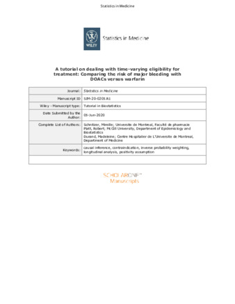 A tutorial on dealing with time-varying eligibility for treatment: Comparing the risk of major bleeding with DOACs versus warfarin thumbnail