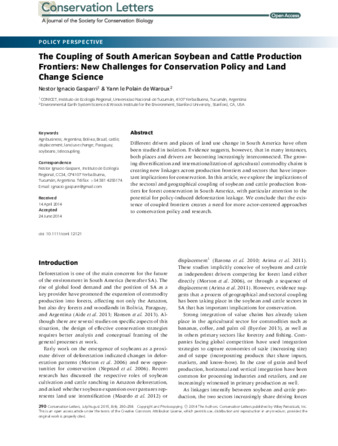 The Coupling of South American Soybean and Cattle Production Frontiers: New Challenges for Conservation Policy and Land Change Scienc thumbnail