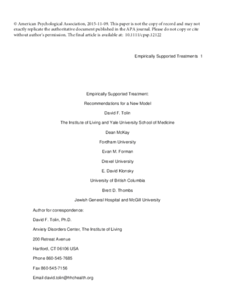 Empirically Supported Treatment: Recommendations for a New Model thumbnail