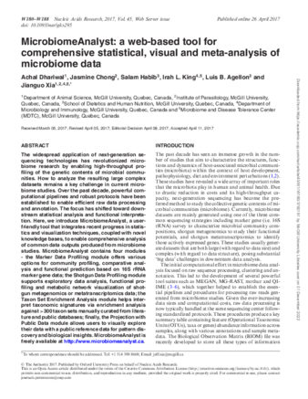 MicrobiomeAnalyst: a web-based tool for comprehensive statistical, visual and meta-analysis of microbiome data thumbnail