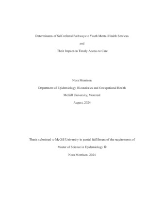 Determinants of Self-referral Pathways to Youth Mental Health Services and Their Impact on Timely Access to Care thumbnail