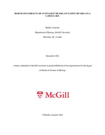 Biofouling impacts of an invasive mussel on native mussels in a large lake thumbnail