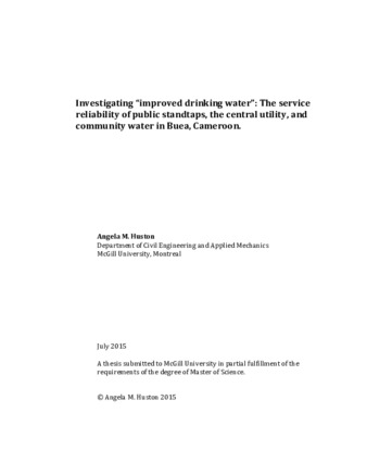 Investigating "improved drinking water": The service reliability of public standtaps, the central utility, and community water in Buea, Cameroon thumbnail