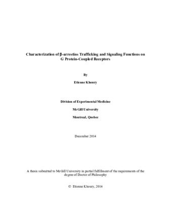 Characterization of ß-arrestins trafficking and signaling functions on G protein-coupled receptors thumbnail