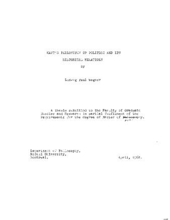 Kant’s philosophy of politics and its historical relations. thumbnail