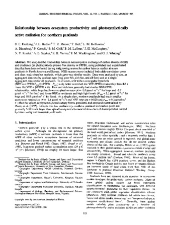 Relationship between ecosystem productivity and photosynthetically active radiation for northern peatlands thumbnail